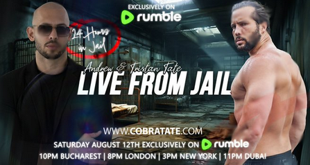 Andrew Tate Performs Bizarre “Live From Jail” Stream On Rumble